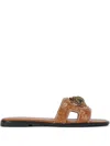 Kurt Geiger Eagle Head-detail Studded Flat Sandals In Brown