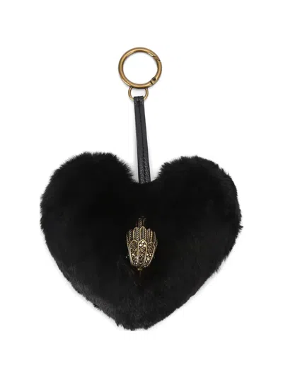 Kurt Geiger Eagle Head Heart Keyring In Black