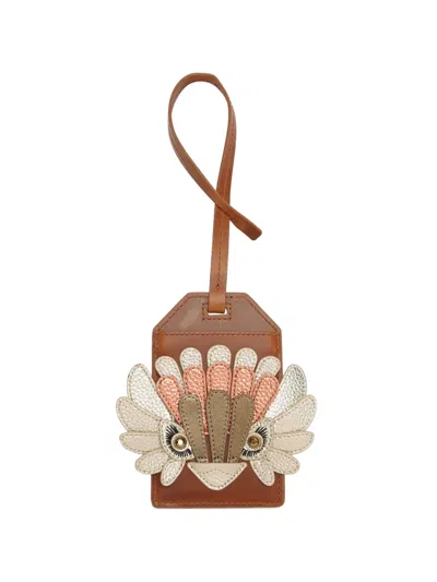 Kurt Geiger Eagle Leather Luggage Tag In Brown