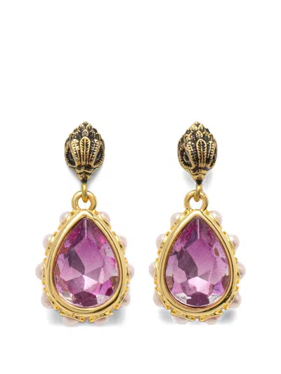 Kurt Geiger Eagle-head Crystal-embellished Earrings In Gold