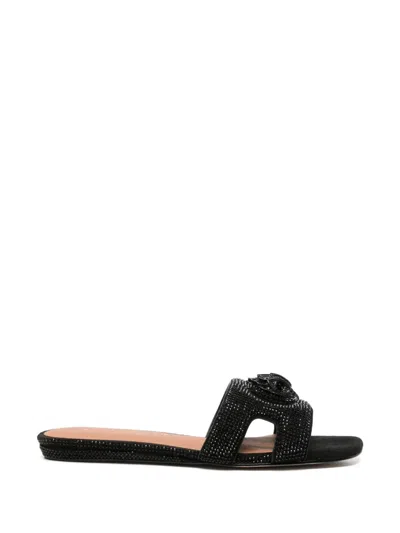 Kurt Geiger Eagle-head Crystal-embellished Sandals In Black