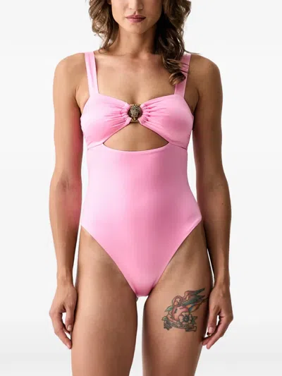 Kurt Geiger Eagle-plaque Cut-out Swimsuit In Rosa