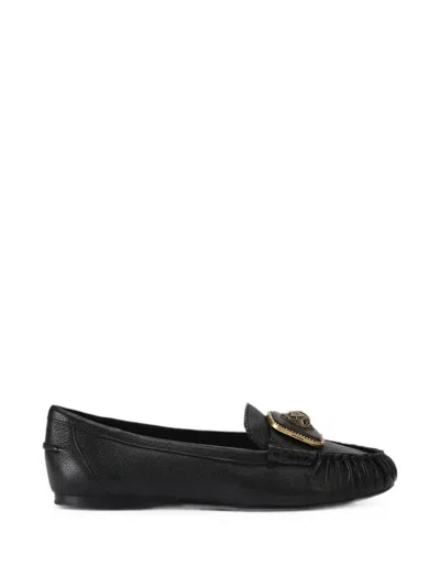 Kurt Geiger Eagle-plaque Leather Loafers In Black