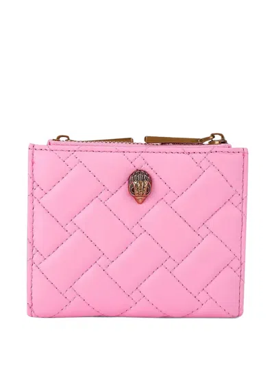 Kurt Geiger Eagle-plaque Quilted Wallet In Pink