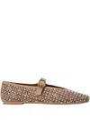 Kurt Geiger Beige Rhinestone Ballet Flats In Brown