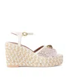 Kurt Geiger Embellished Chelsea Wedge Sandals In Beige