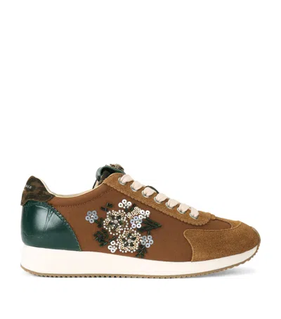 Kurt Geiger Embellished Islington Pump Sneakers In Brown