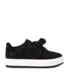 Kurt Geiger Laney Bow-embellished Fabric Low-top Trainers In Black