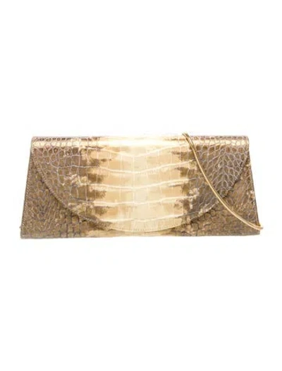 Pre-owned Kurt Geiger Embossed Leather Clutch In Neutrals