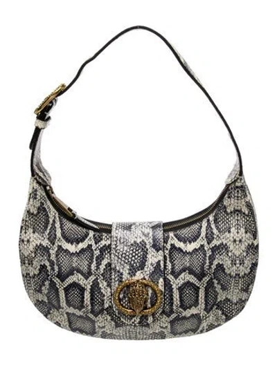 Pre-owned Kurt Geiger Embossed Leather Shoulder Bag In Metallic/silver