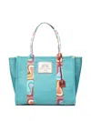 Kurt Geiger Embossed Logo Stripe Tote Bag In Blue