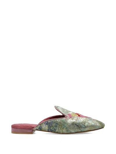 Kurt Geiger Embroidered Flat Mules In Multi