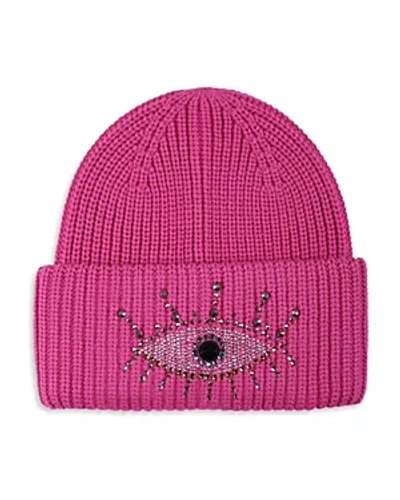 Kurt Geiger Evil Eye Knit Beanie In Pink