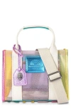 Kurt Geiger Extra Small Southbank Vinyl Tote In Purple Multi