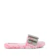 Kurt Geiger Faux Fur Bow Sandals In Pink