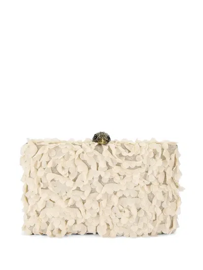Kurt Geiger Floral Appliqué Eagle Head Clutch Bag In Neutral