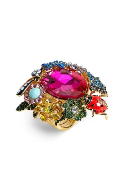 Kurt Geiger Floral Couture Ring In Multi