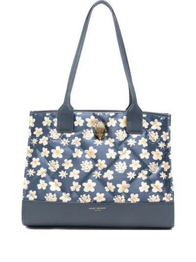 Kurt Geiger Floral-print Quilted Tote Bag In Blue