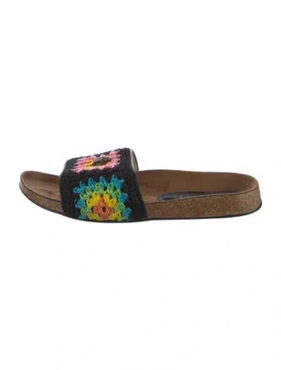 Pre-owned Kurt Geiger Floral Print Slides In Brown