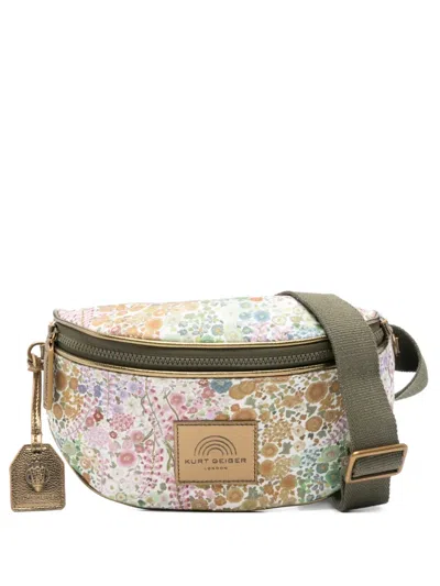 Kurt Geiger Floral-print Zip Belt Bag In Green