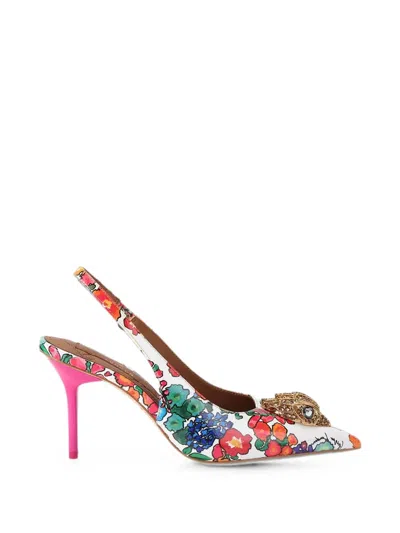 Kurt Geiger Floral-print Crystal-embellished Pumps In Multi