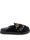 Kurt Geiger Fringe-embellished Flat Mules In Black