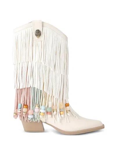 Kurt Geiger Fringed Beaded Boots In White