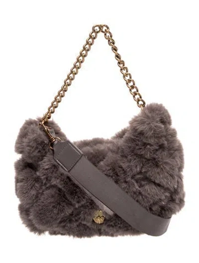 Pre-owned Kurt Geiger Fur Top Handle Bag In Gray