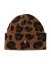 Kurt Geiger Fuzzy Leopard Print Beanie In Multi