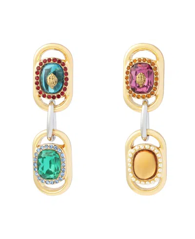 Kurt Geiger Glass Crystal And Imitation Pearl Chain Drop Earrings In Multi