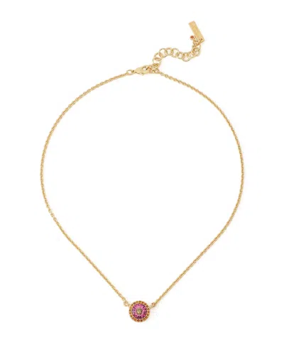 Kurt Geiger Glass Crystal Eagle Round Pendant Necklace In Gold