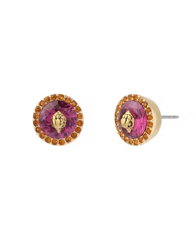 Kurt Geiger Glass Crystal Eagle Round Titanium Post-back Stud Earrings In Pink