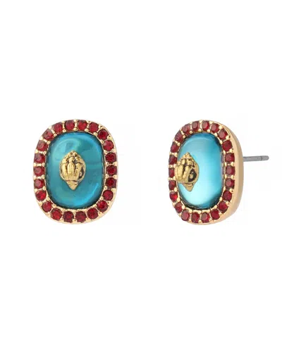 Kurt Geiger Glass Crystal Eagle Square Earrings In Blue
