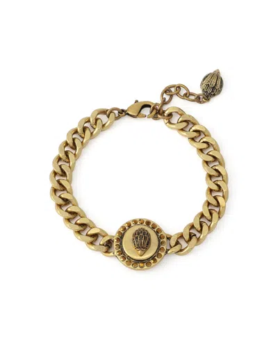 Kurt Geiger Glass Crystal Mansion Eagle Chain Bracelet In Antique Gold