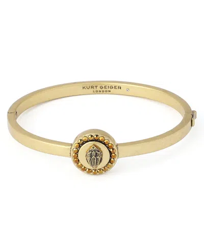 Kurt Geiger Glass Crystal Mansion Eagle Hinged Bangle Bracelet In Antique Gold