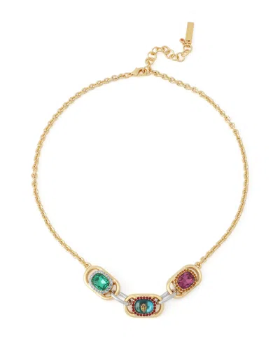 Kurt Geiger Glass Crystal Two-tone Chain Necklace In Gold