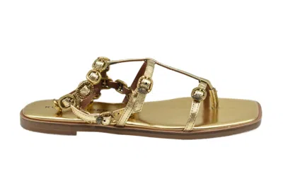 Kurt Geiger Gold Flat Shoes With Decorative Straps By  In Brown