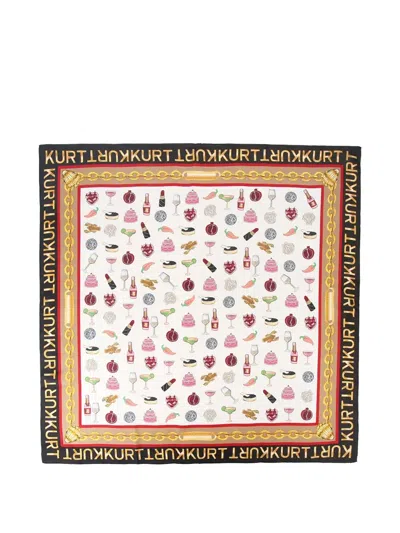 Kurt Geiger Graphic-print Logo-border Scarf In Multi