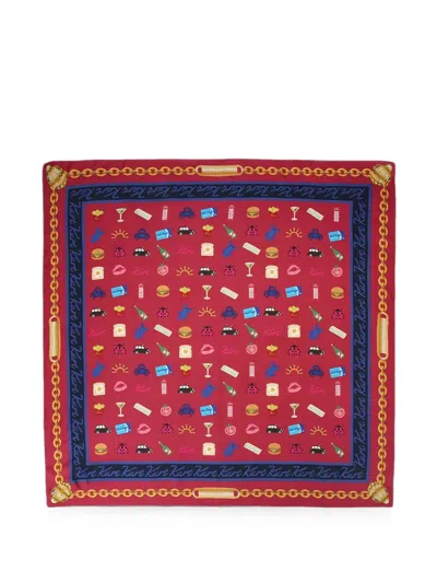 Kurt Geiger Graphic-print Scarf In Red