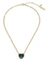 Kurt Geiger London Heart Halo Pendant Necklace In Green/gold