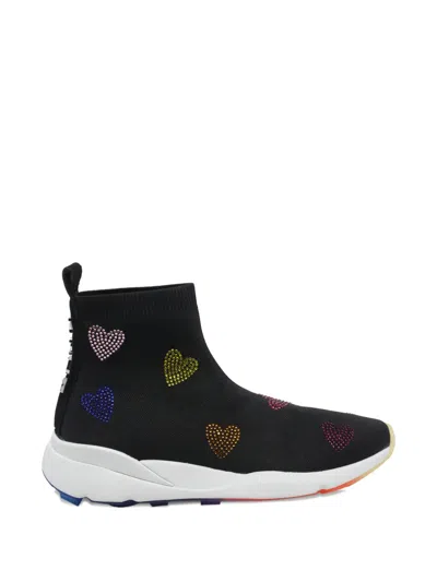 Kurt Geiger Heart-embellished Sneakers In Black