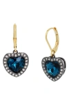 Kurt Geiger Heart Halo Drop Lever Back Earrings In Blue