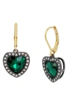 Kurt Geiger Heart Halo Drop Lever Back Earrings In Green