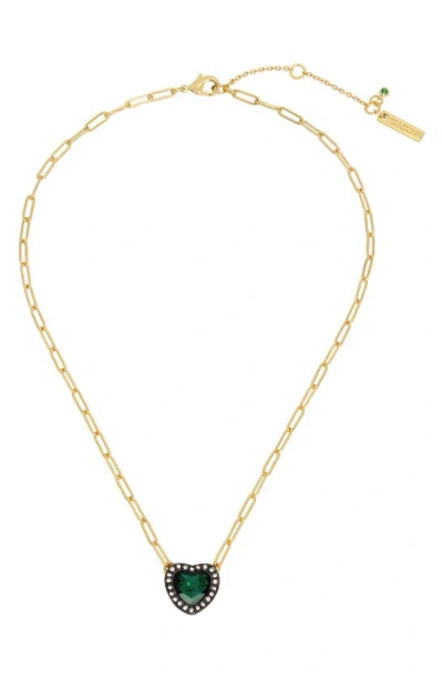 Kurt Geiger London Heart Halo Pendant Necklace In Green