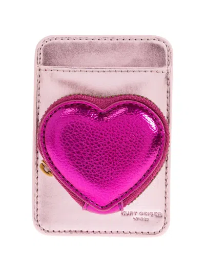 Kurt Geiger Heart-motif Card Case In Pink