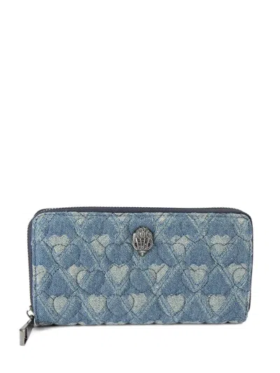 Kurt Geiger Heart-quilted Zip-fastening Wallet In Blue