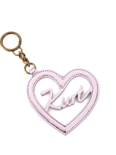 Kurt Geiger Heart-shape Logo-script Keyring In Pink