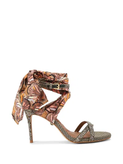 KURT GEIGER HOUNDSTOOTH-PATTERN CRYSTAL-EMBELLISHMENT SANDALS