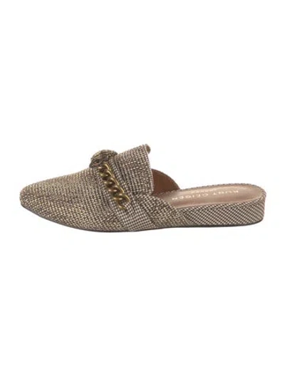 Pre-owned Kurt Geiger Houndstooth Print Mules In Brown