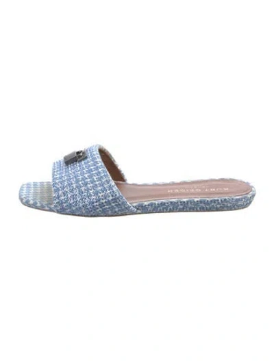 Pre-owned Kurt Geiger Houndstooth Print Slides In Blue